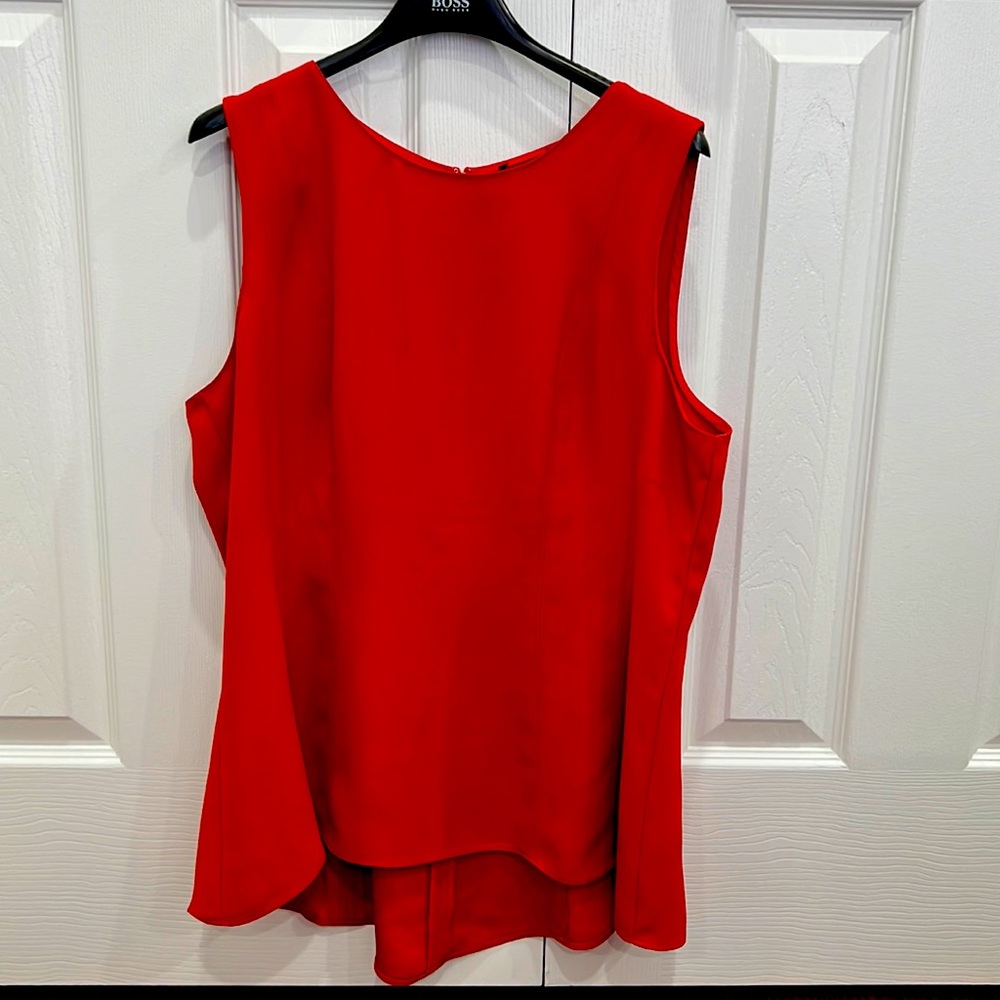 Hugo Boss, Size medium, reddish-orange sleeves shirt, farily worn, tags cut